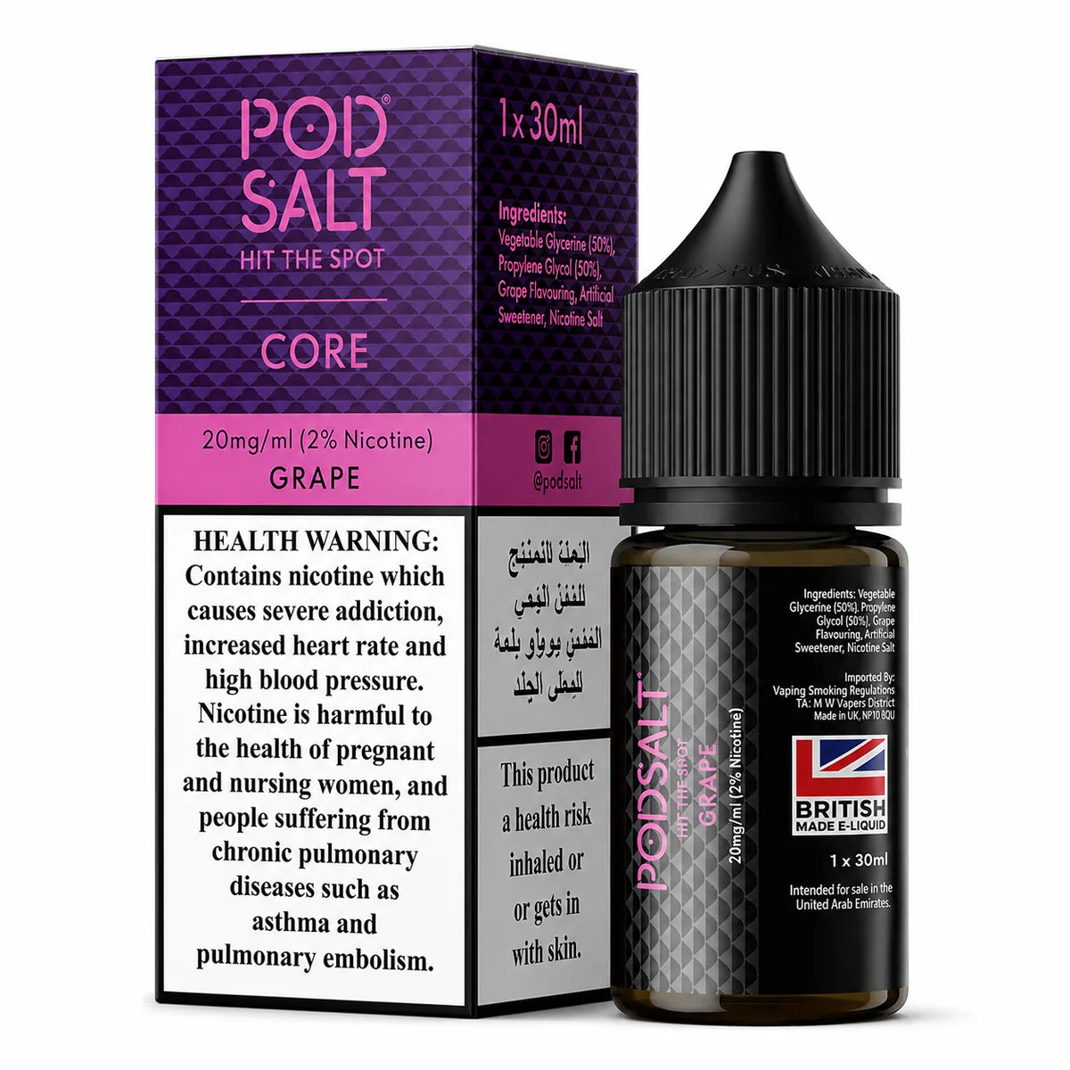 Pod Salt Core Grape Nic Salt 20MG 30ML | Indian Vape Hub