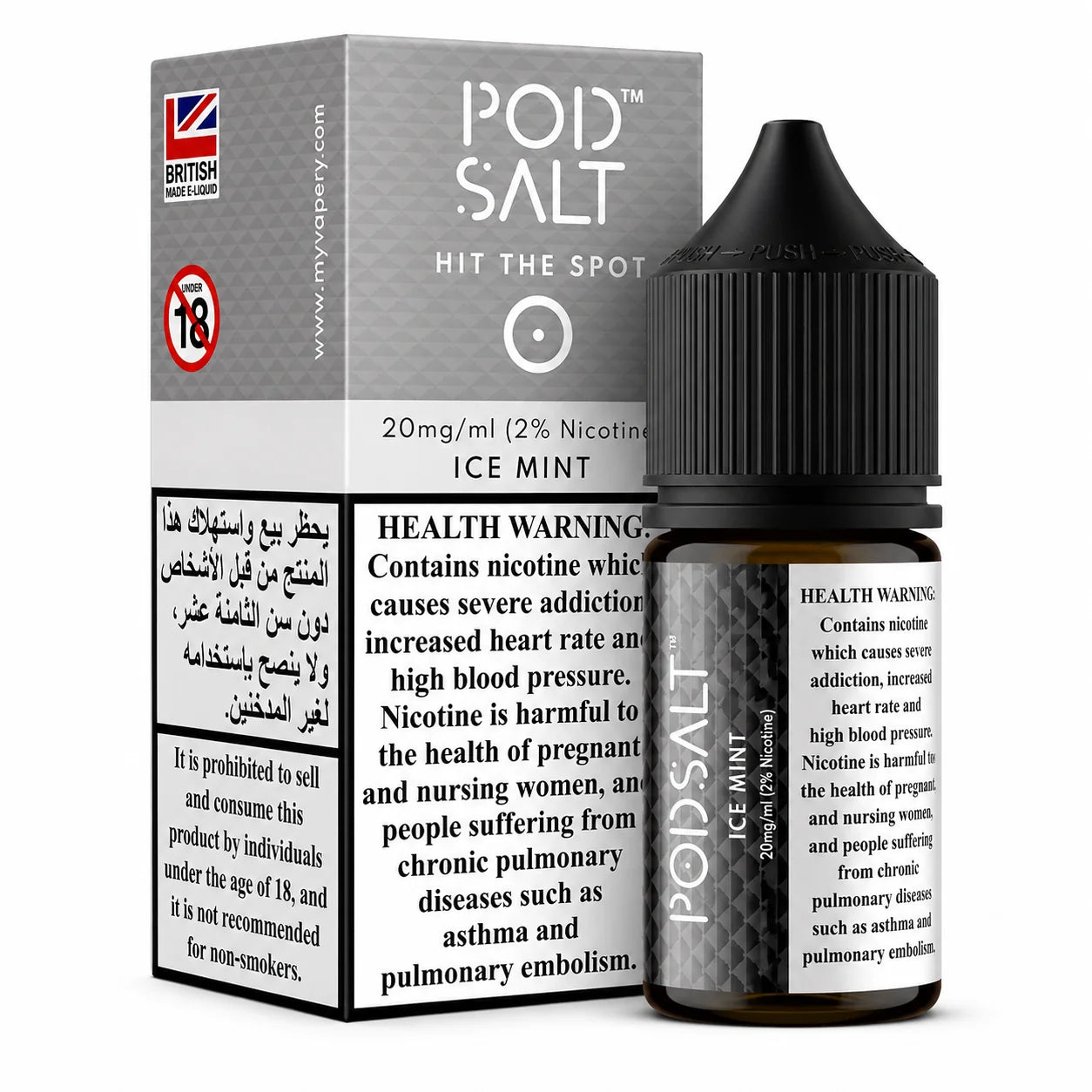 Pod Salt Ice Mint Nic Salt 20MG 30ML UK Made Mint Nicotine Salt E-Liquid by Indian Vape Hub