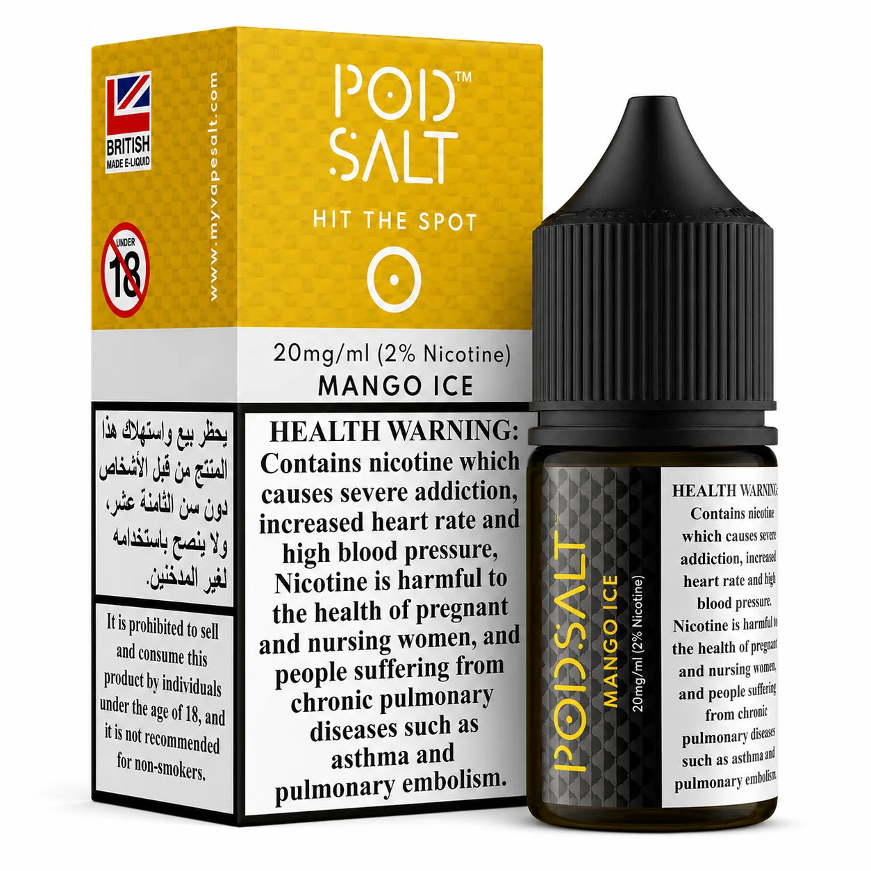 Pod Salt Mango Ice Nic Salt 20MG 30ML UK Made Mango Nicotine Salt E-Liquid by Indian Vape Hub