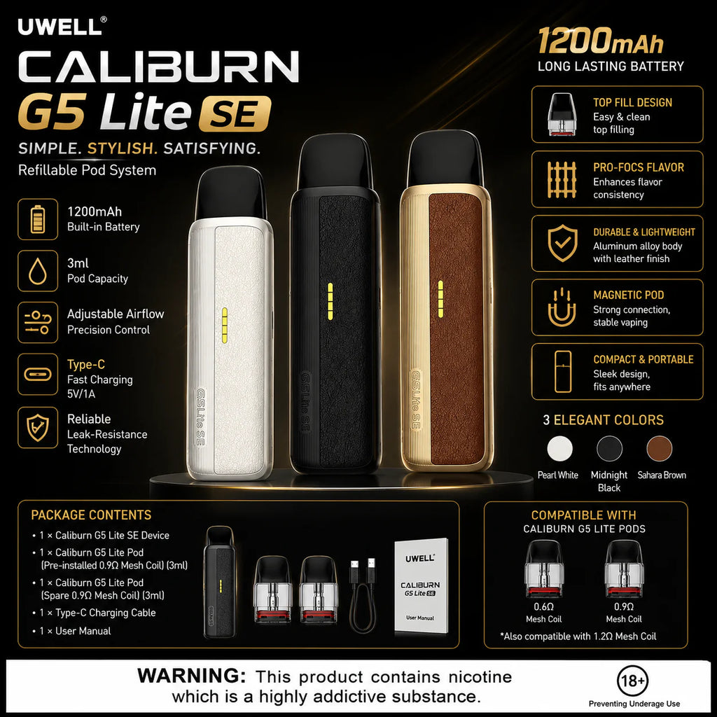 Uwell Caliburn G5 Lite SE Pod Kit 35W 1600mAh Refillable Vape Device by Indian Vape Hub