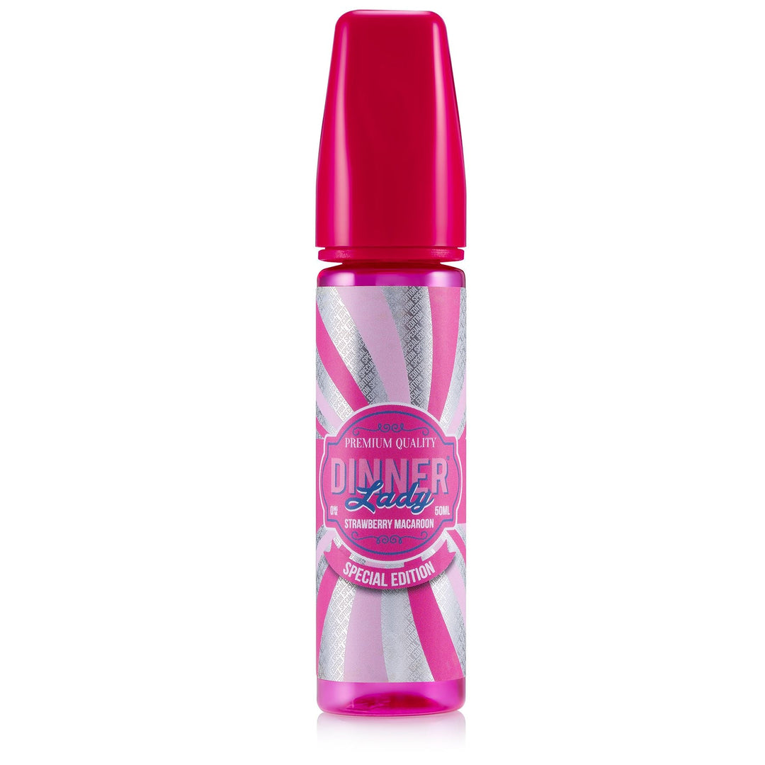 Pink and white bottle with 'Dinner Lady' branding on a white background