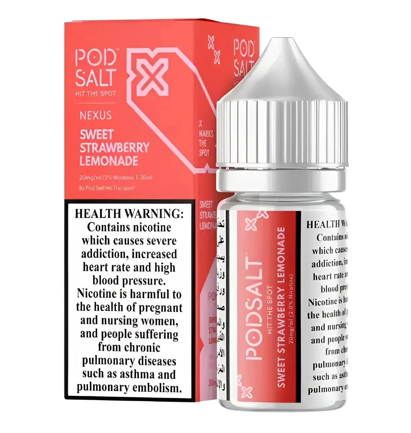Pod Salt Nexus Sweet Strawberry Lemonade Nic Salt 20MG 30ML UK Made E-Liquid by Indian Vape Hub